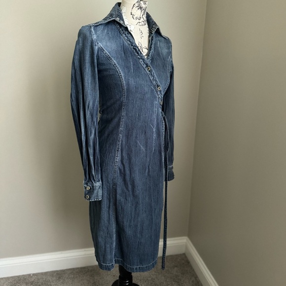 Vintage Miss Sixty Blue Jean Wrap Midi Dress - Small - Picture 3 of 11